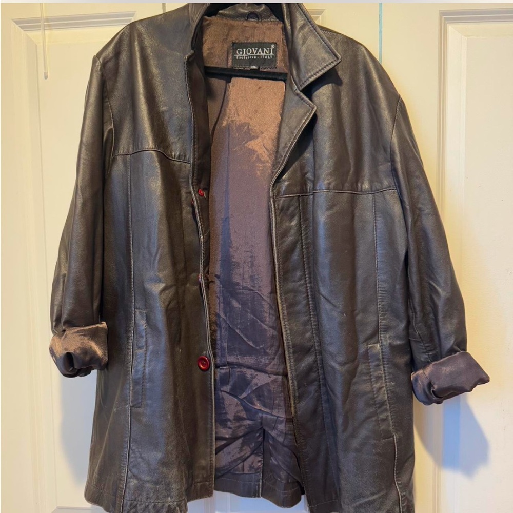 Italian leather brown coat